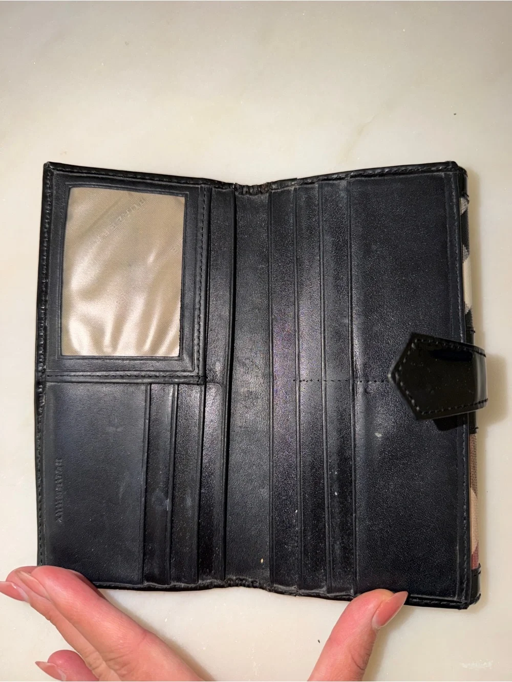 Burberry Classic Plaid Trifold Wallet with Black Trim